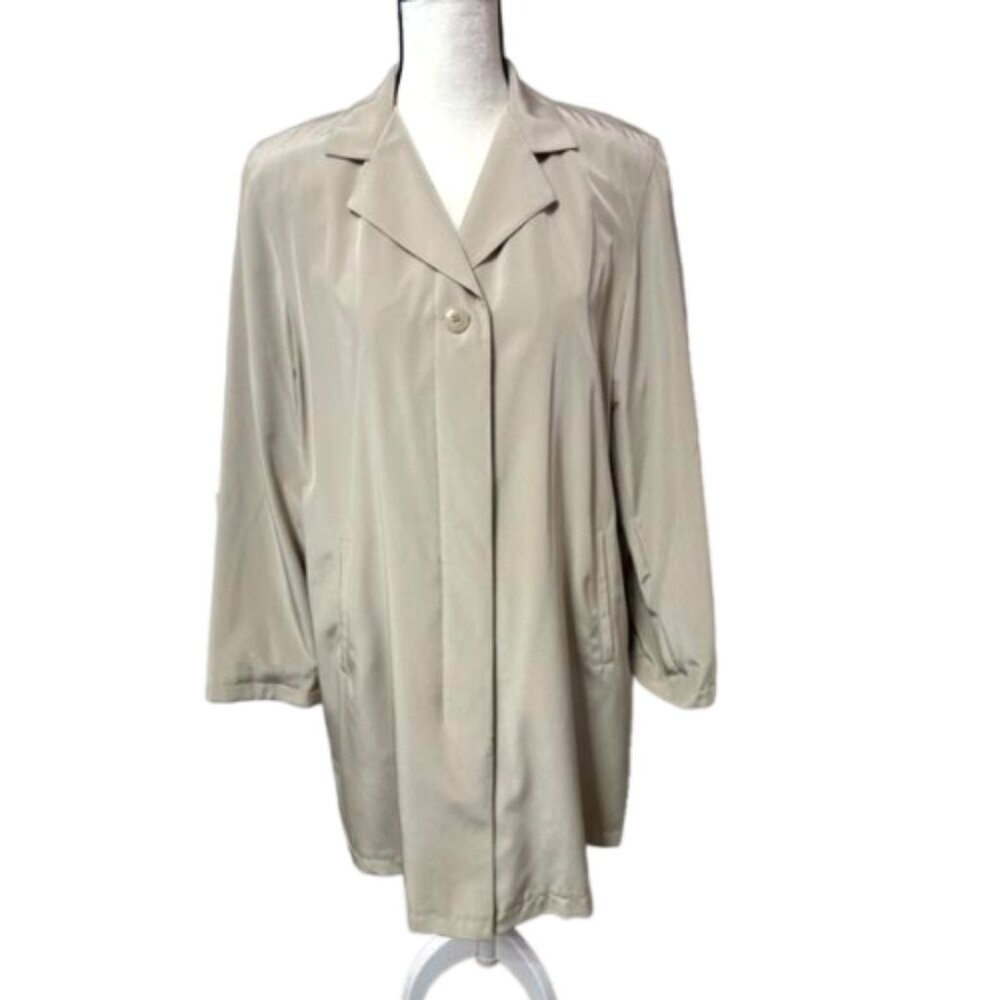 2/$30 NWT Donatella Tan Satin Finish Water Repellant Trench Coat Size S #2230